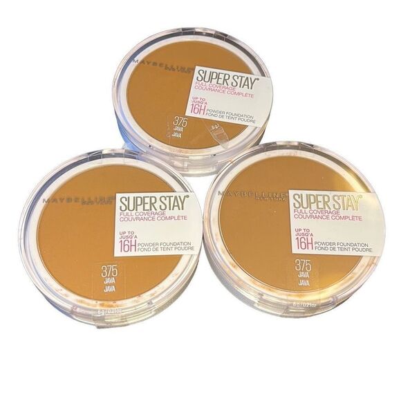 Lot of 3 Java 375 Maybelline Super Stay Full Coverage Powder Foundation Makeup - Picture 1 of 2